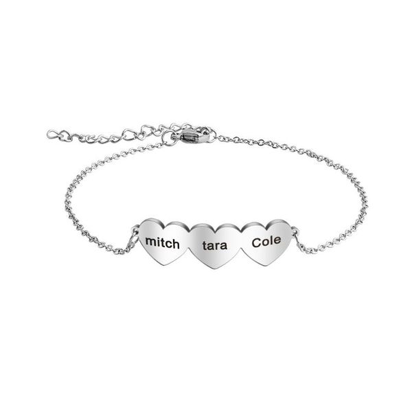 

charm bracelets polishedplus customized bangle bracelet heart shape pendants fashion jewelry letter personalized for women mom birthday gift, Golden;silver