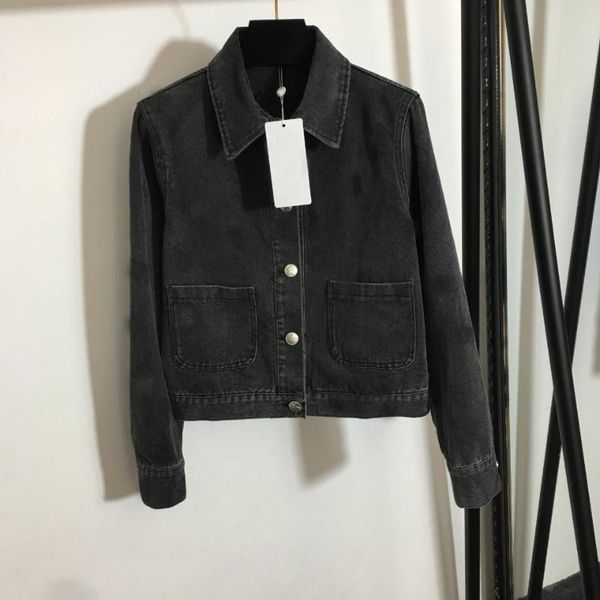 

women's jackets early autumn in2021 fragrance three-dimensional embossed craft womens jean jacket small casual coat fall7172, Black;brown