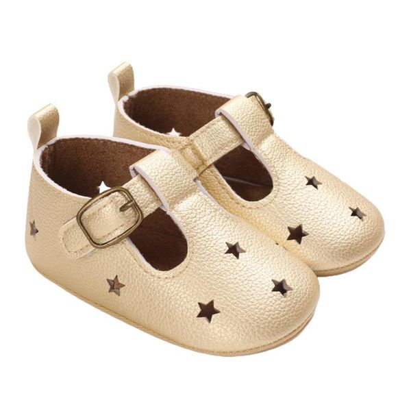 

first walkers 2021 lovely baby girls princess dress shoes non-slip soft sole t-strap mary jane flats with cutout star pattern