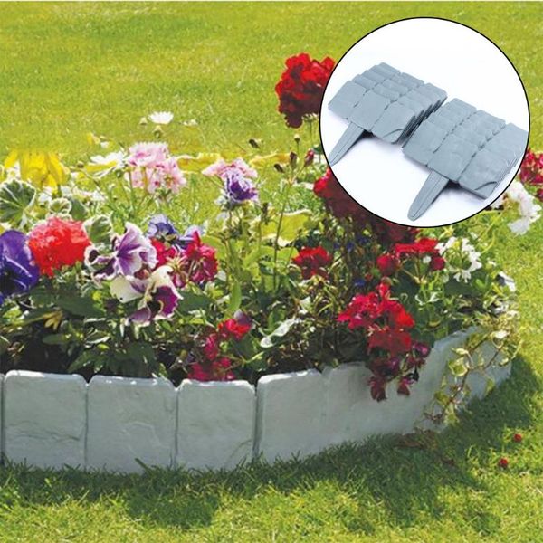 

fencing, trellis & gates 10pcs stone effect plastic fence edging cobbled garden lawn plant border decorations flower bed #y5