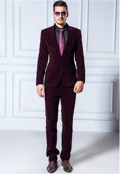 

men's suits & blazers tuxedo smolking bridegroom thin suit and culinary evening for groom groom's purple veet -man notch lapel., White;black