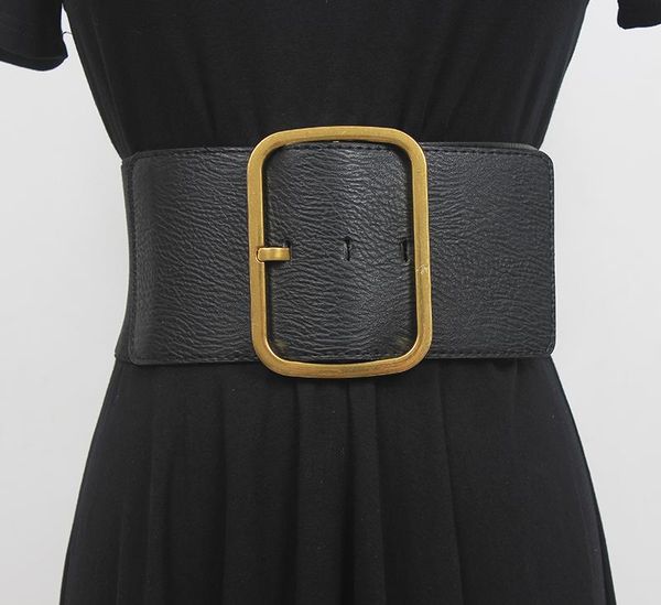 

belts women's runway fashion pu leather elastic cummerbunds female dress corsets waistband decoration wide belt r2033, Black;brown