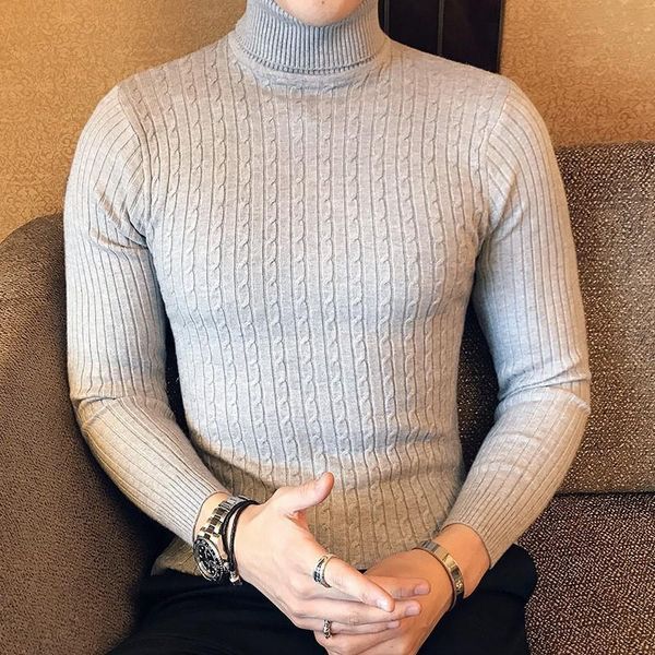 

men's sweaters winter warm turtleneck solid color korean man casual knitter pullovers 2021 male wool brand-clothings, White;black