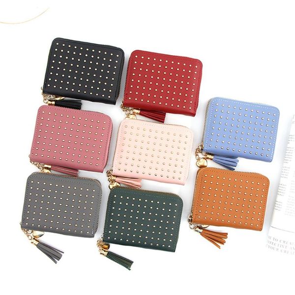

card holders women wallets zipper pu leather coin purse mini key chain small wallet multi-card bit holder 2021 a5386, Brown;gray