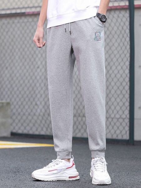 

men bear and letter graphic drawstring waist sweatpants p7wd#, Black