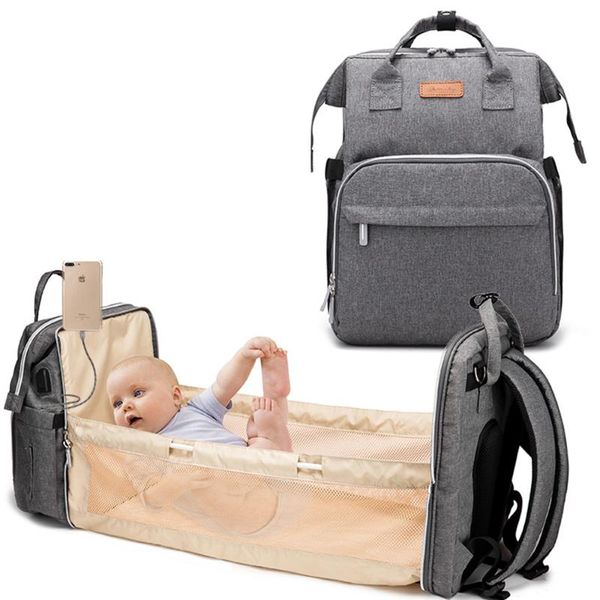 

multifunctional travel portable diaper bag backpack waterproof stylish pack large capacity shoulder mommy folding crib bags bb50