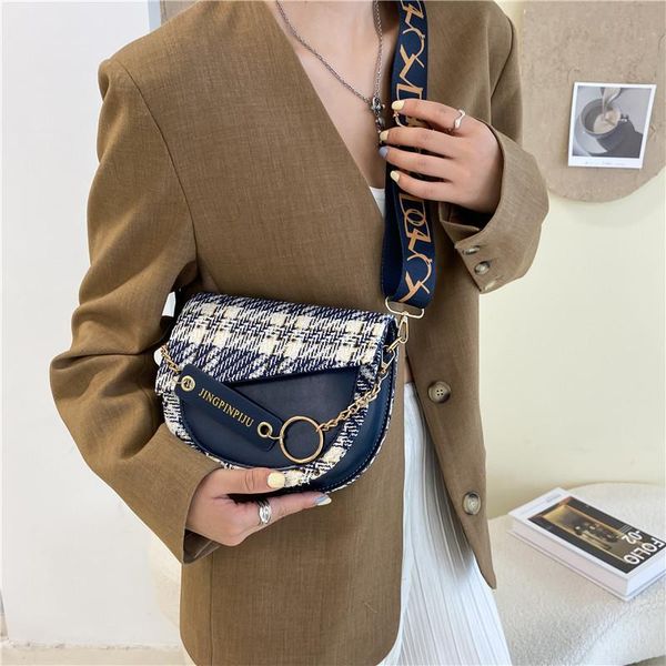 

evening bags fashion canvas leather handbags for women crossbody lattice square chain shoulder bag autumn winter messenger