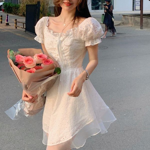 

party dresses dress french temperament was thin female summer design sense hollow sling waist chiffon a-line skirt, White;black