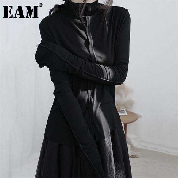 

[eam] women black brief split joint temperament t-shirt new turtleneck long sleeve fashion tide spring autumn 1db367 210324, White