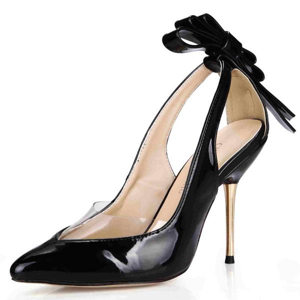 

dress shoes spring autumn 11cm high heel pumps fashion women stiletto thin pointed toe bowing bridals party lady shoe 5d-7, Black