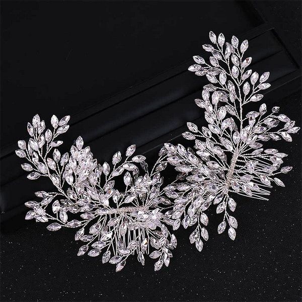 

hair clips & barrettes women design double combs headpieces bridal wedding beauty accessories ladies luxury shining rhinestone comb, Golden;silver