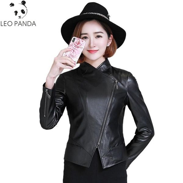 

women's leather & faux 2021 autumn winter superior quality natural sheepskin jacket women slim motorcycle jackets woman real coat, Black