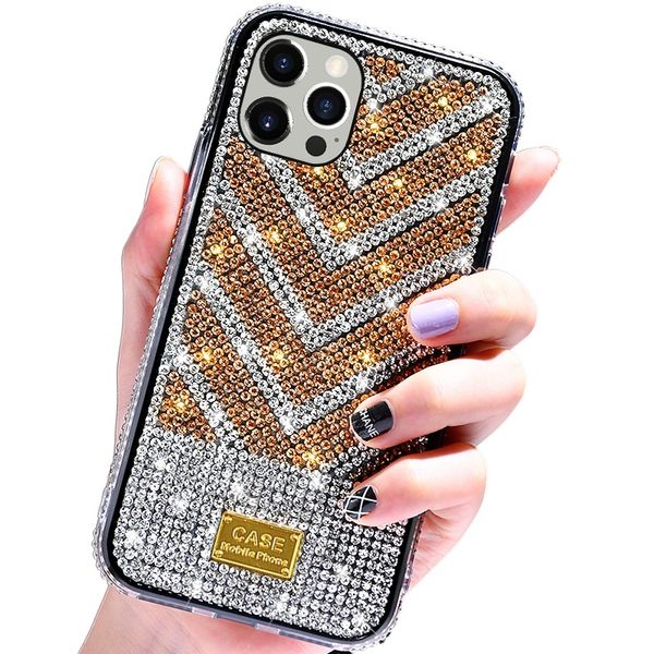 

luxury full flash trend gradient color diamond cases for iphone 12 11 pro max 12pro xr/xs/xsmax 7 8 plus approval shell case wholesale