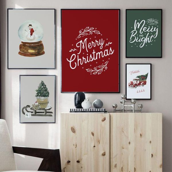 

paintings christmas theme sweet quotes wall art canvas painting nordic posters and prints merry pictures room home decor