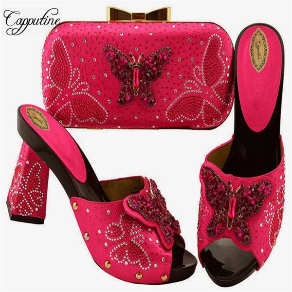 

capputine african pretty shoes and bags set 2021 design slipper shoe bag dress, Black