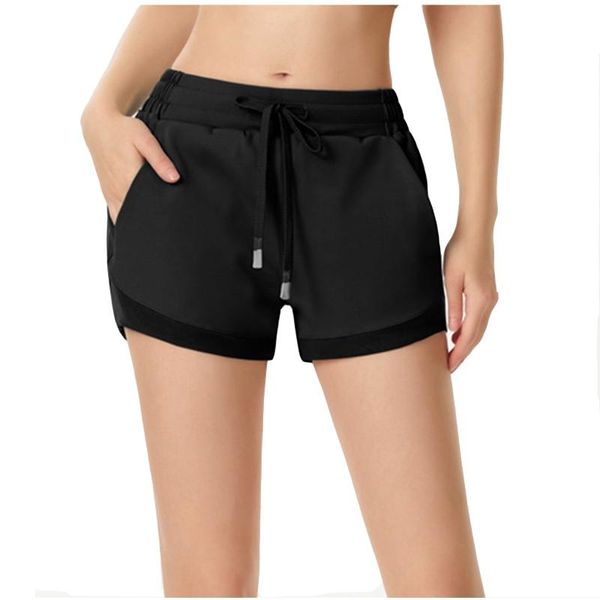 

gym clothing leggings high waist running casual quick-drying short yoga pants with pockets women stretch fitness sport skinny shorts, White;black