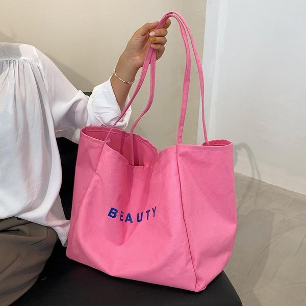 

evening bags solid color shoulder bag large capacity canvas tote women's korean style tide brand shopping 2021 fashion handbags