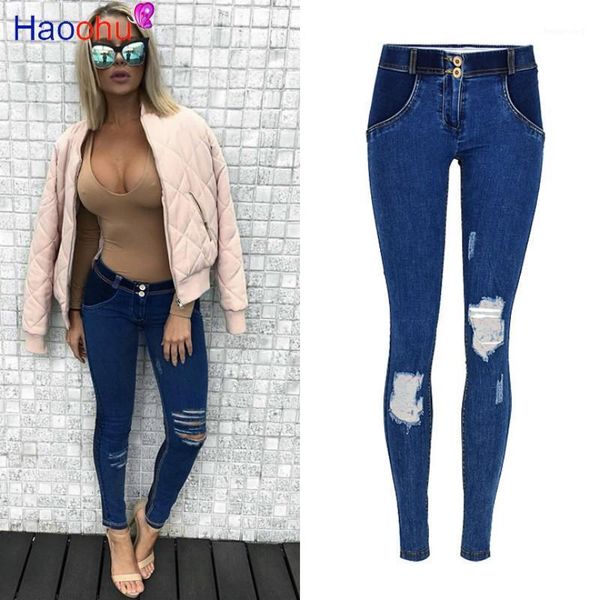 

low waist push up jeans women fashion high street slim elasticity skinny denim pants soft cotton vaqueros mujer 2021 women's, Blue