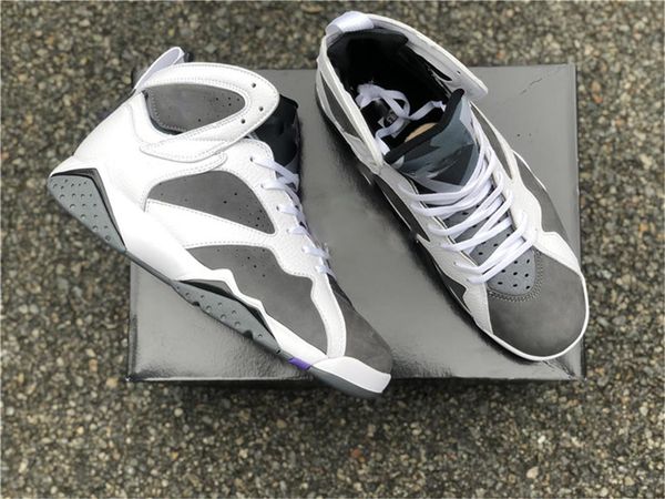 

sale 7 flint 7s men basketball shoes cu9307-100 white grey black varsity purple suede sports sneakers mens sport trainers