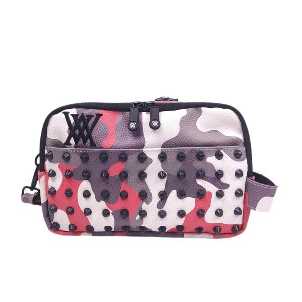 

golf bags camo handbags cool mass rivets pu leather portable storage accessory bag men's ladies small pouch