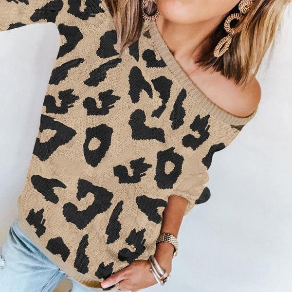 

women's sweaters winter 2021 leopard pullover woman sweater fashion cute long sleeve o-neck casual knit female, White;black