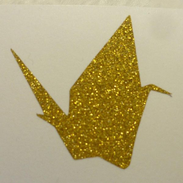 

origami cranes gold glitter sparkle sticker label gift wrap