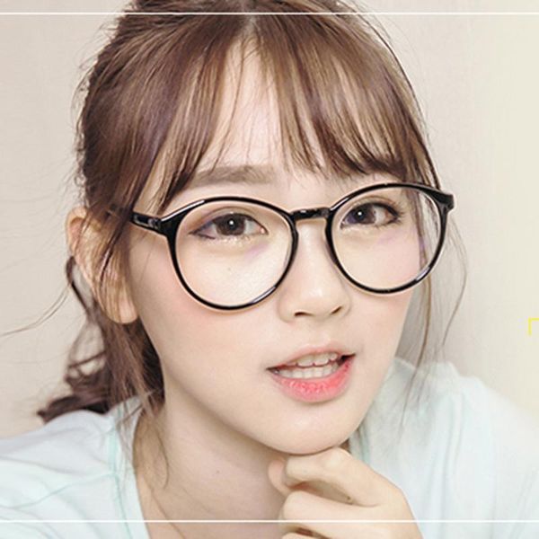 

fashion sunglasses frames transparent round glasses clear frame women spectacle myopia eyeglasses nerd optical lens party, Black