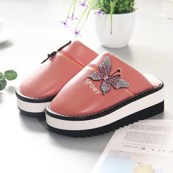 

slippers 2021house shoes eva winter warm plush home women waterproof non-slip indoor slideswoman soft sole cotton couple, Black