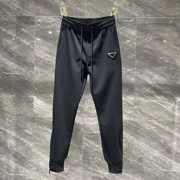 

20ss pants men europe fashion trend trousers for men classic lattice webbing couple terry fabric with lattice stitching pants, Black