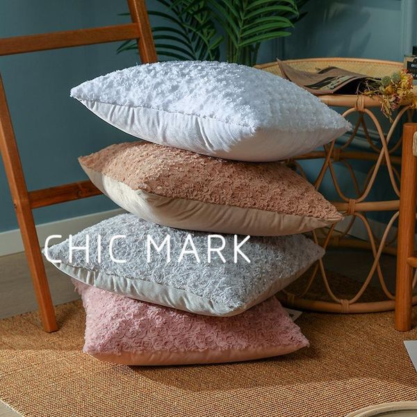 

cushion/decorative pillow throw case retro cushion 45x45cm square nordic solid color rose flower sofa pillowcase living room