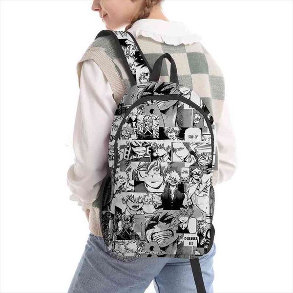 

boys girls japan anime my hero academia backpack teenager students tough school bags 3d oxford waterproof sports laptop