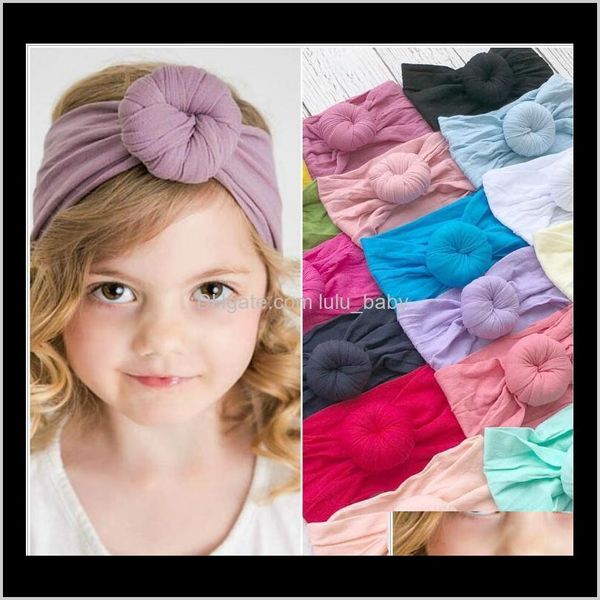 Bambini Bambini Turban Elastico Fascia elastica Nylon Soft Flower Ball Calze in nylon Materiale Materiale Bambini Capelli Bande Ragazze Head Wraps Bambini Inverno IJXBH EUCLM