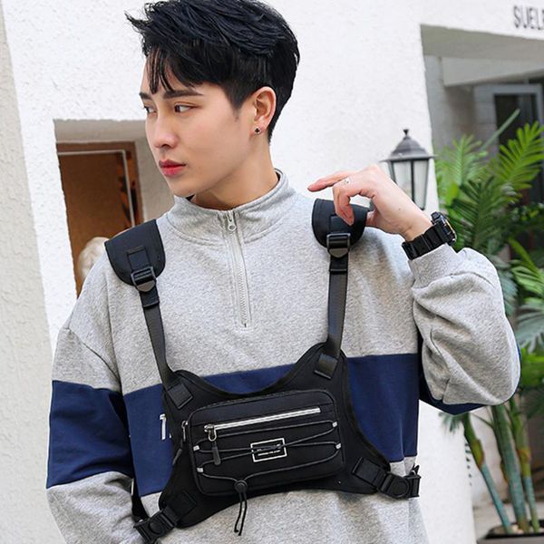 

outdoor bags running chest rig bag for men waist hip hop streetwear functional tactical mobile phone male pack casual