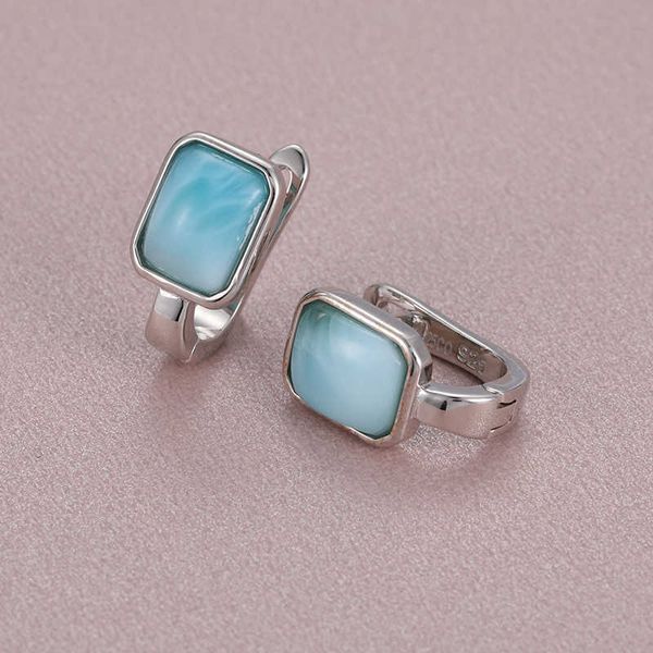 

2021 simple fashion geometric square charm 925 sterling sier jewelry gift classic natural precious larimar earrings for women, Golden