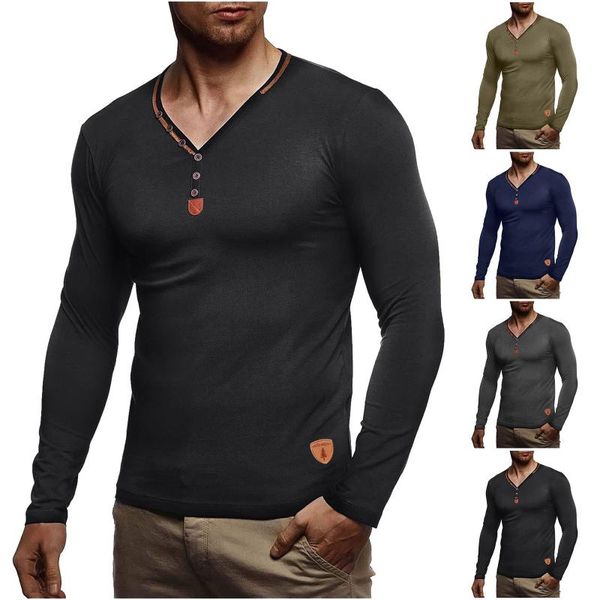 

men's t-shirts 2021 t shirt 4 basic colors long sleeve slim t-shirt young men pure color tee 3xl size v neck, White;black