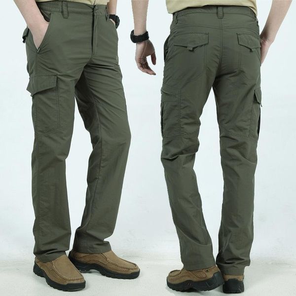 

2021tactical pants men summer casual army style trousers mens cargo waterproof quick dry male bottom men's, Black