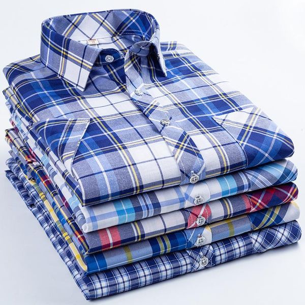 

short sleeve men's shirt blue lattice large half lapel casual shirts, White;black