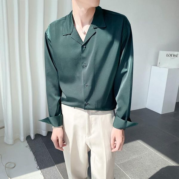 

men's casual shirts light luxury solid color formal shirt for men's 2021 autumn long sleeve slim suit collar dress social male clot, White;black