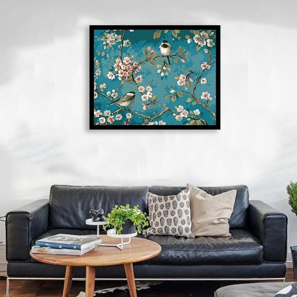 

paintings paint by numbers diy acrylic painting kit for kids & beginner - 16inch x 20inch birds in the branches (without frame)