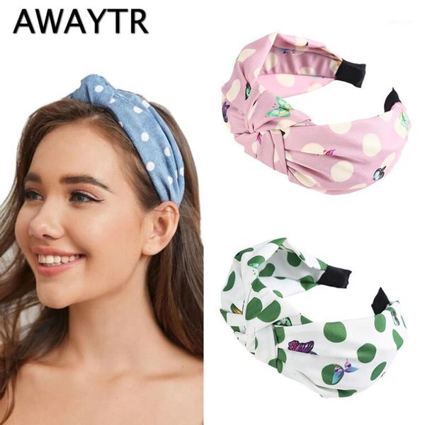 

dot retro print hairband head band headwear wide knotted plastic hair bands hoops headband for women accessories1