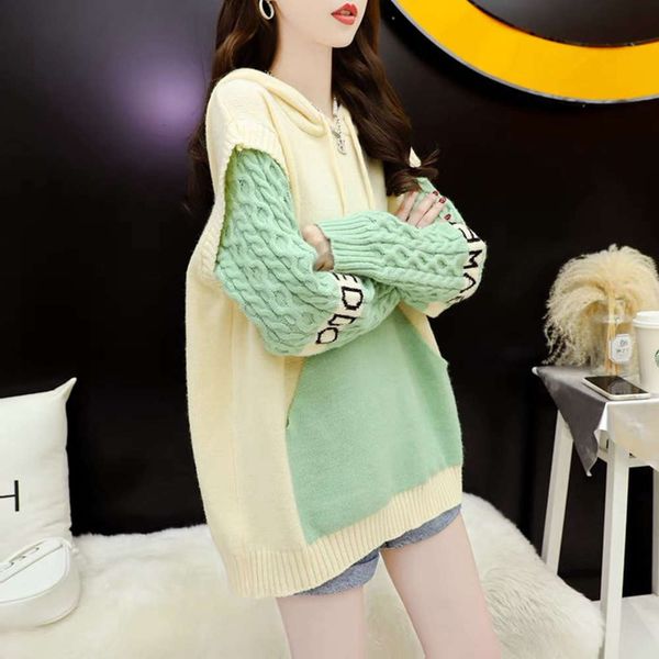 

autumn style sweater loose hooded sweater, White;black