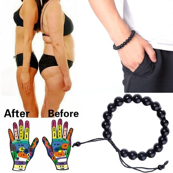 

beaded, strands black obsidian bracelet stress anxiety relief bangle adjustable anti fatigue weight loss 10mm