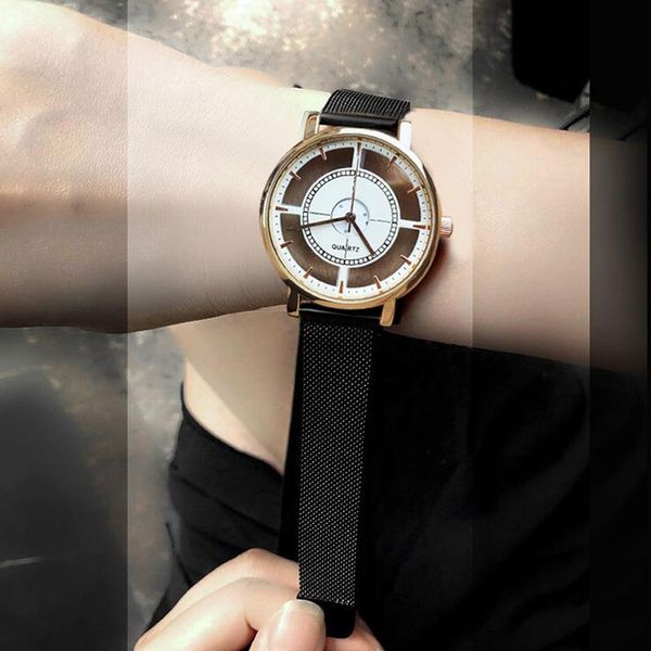 

wristwatches 2021 ladies gift gloden women watch enmex simple design three hands double side hollow quartz stainless steel wristwatch, Slivery;brown