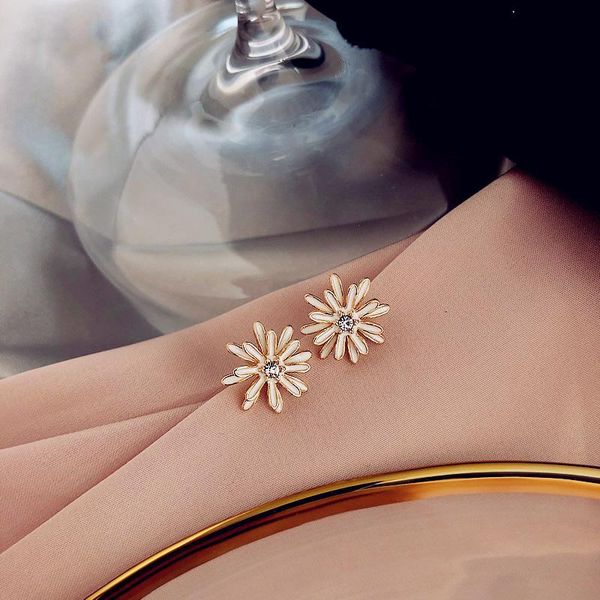 

dangle & chandelier 925 silver needle sunflower earrings women's net red temperament daisy flower simple personality small