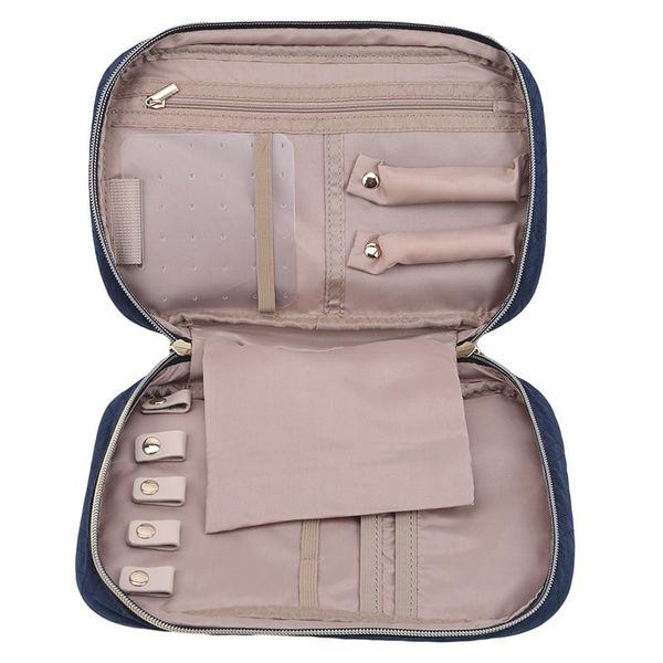 

portable women makeup organizer jewelry stud earrings necklace ring bracelet bags travel make up zipper cases for box 25cm cosmetic &