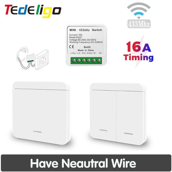 

smart home control 433 mhz wireless 16a mini light wall switch supports 2 way 220v relay moudle timing lamp led fan