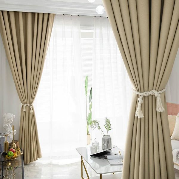 

nordic ins grey cotton linen full shading cloth living room bedroom bay window simple modern sunshade heat insulation curtain & drapes
