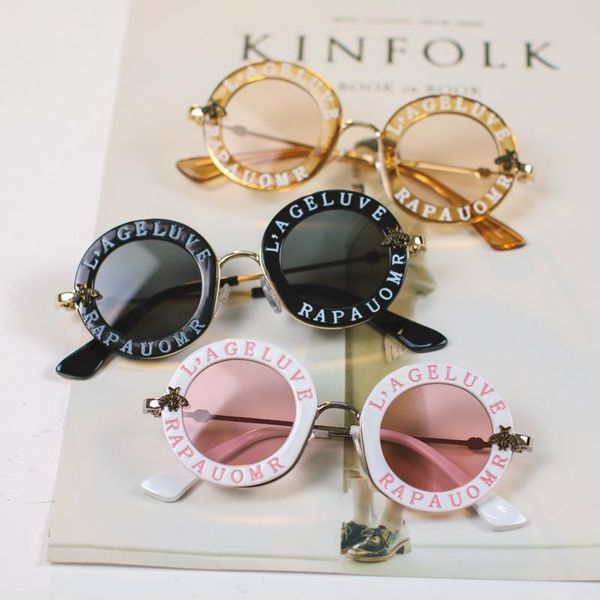 

sunglasses metal bee steampunk round kids luxury boys girls vintage children eyewear sun glasses oculos feminino accessories, Blue