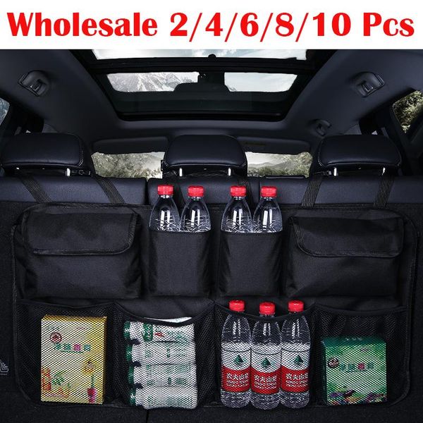 

car organizer 4/6/8/10pcs rear seat back auto trunk net storage bag pocket cover stowing tidying accessories universal
