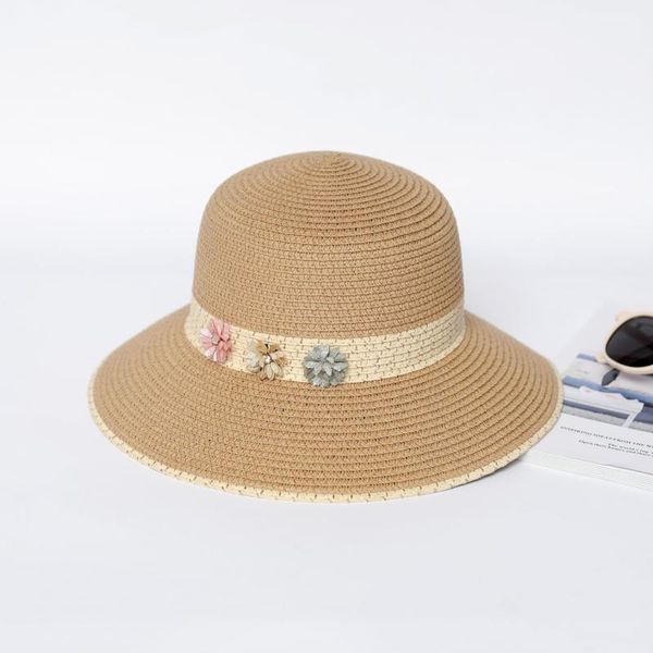 

wide brim hats women's straw hat womens sun shade outdoor summer sunscreen beach harajuku for girls 2021, Blue;gray